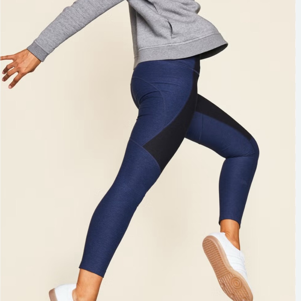 Outdoor Voices Leggings Women XS Blue TechSweat 3/4 Crop Space Dye